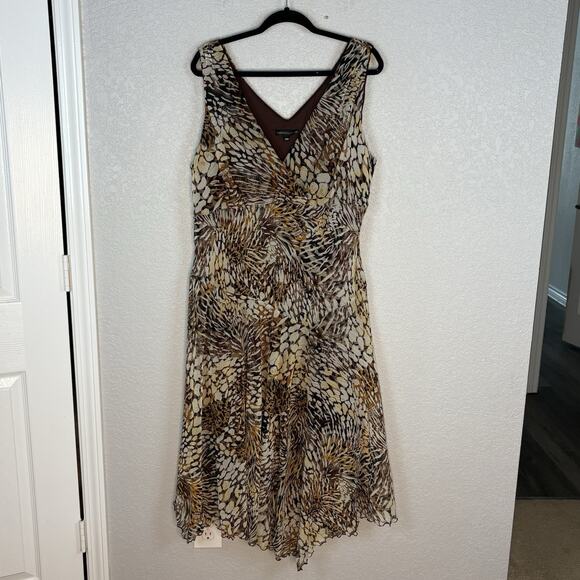 VTG 90s Chris McLaughlin 18W Maxi Dress Handkerchief Hem Leopard Print - Picture 2 of 5